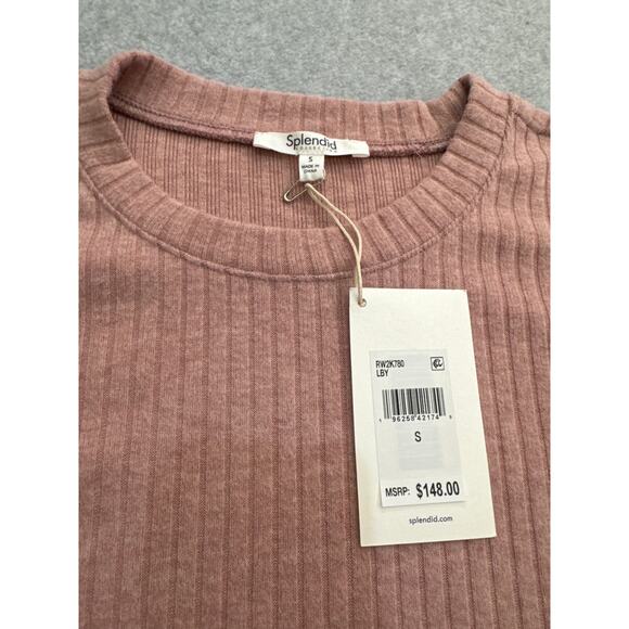 NWT Splendid London Ribbed Puff Sleeve Sweater – Blush Pink, Size Small - Picture 4 of 8